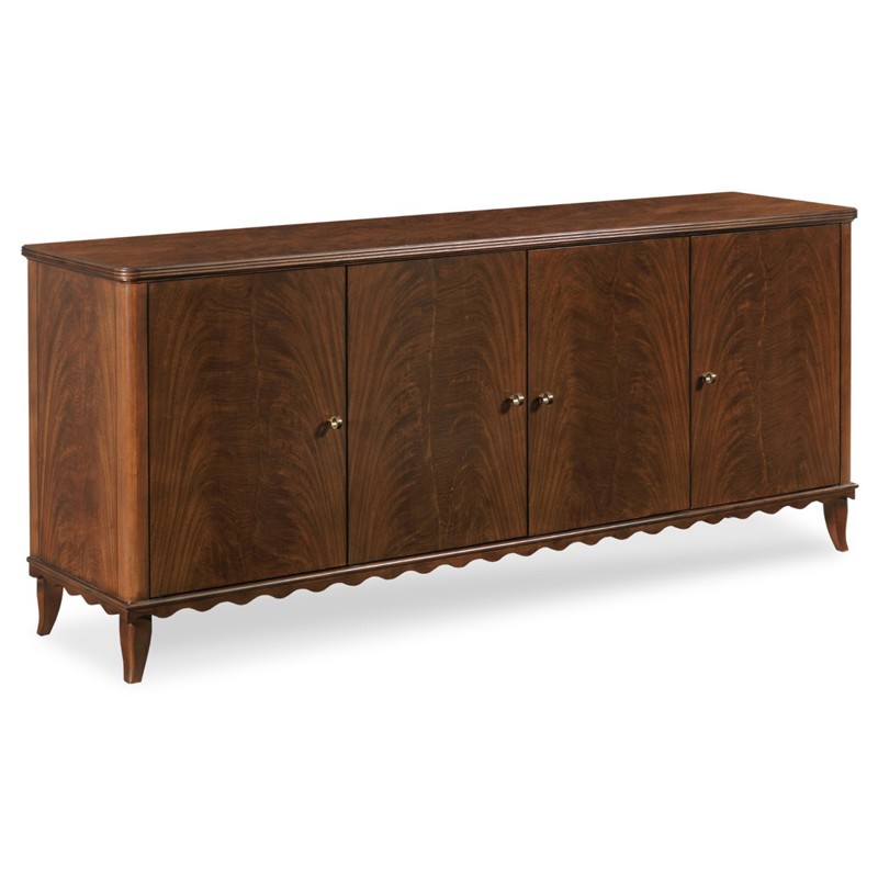 Lela Modern Classic Montserrat Brown Wood Scalloped Media Cabinet
