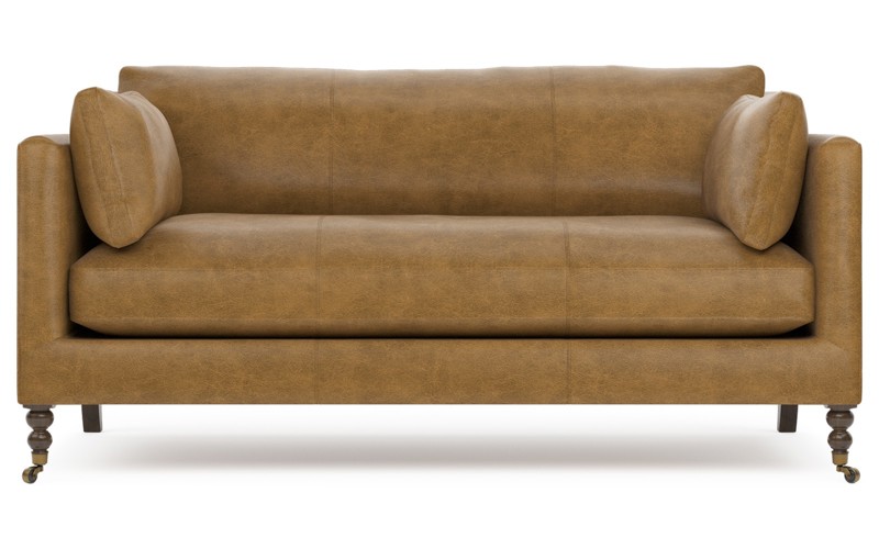 Madeline Butterscotch Leather Loveseat - 71"