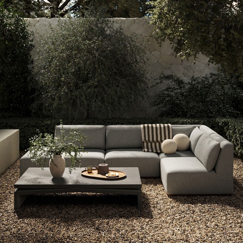 Adler Modern Grey Upholstered 4-Piece Outdoor Sectional - Right