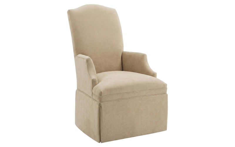 Temi Champagne Performance Velvet Skirted Arm Chair