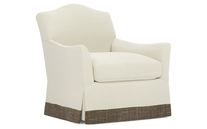 Amoret Cloud Performance Acorn Linen Skirted Swivel Chair