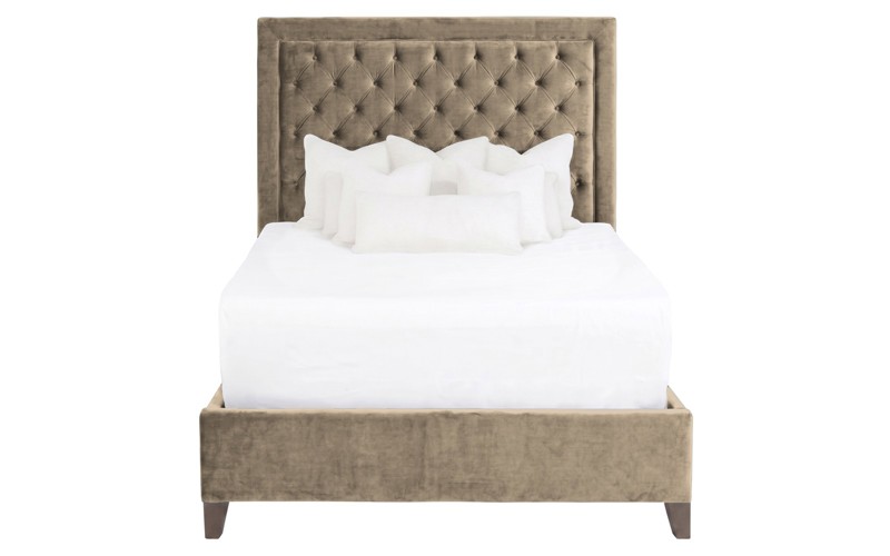Arden Champagne Performance Velvet Bed - Queen