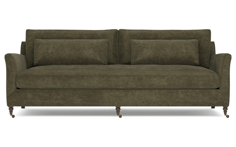 Halton Tuscan Olive Velvet Sofa - 87"