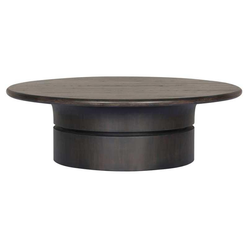 Fleur Modern Classic Smoked Black Wood Round Coffee Table
