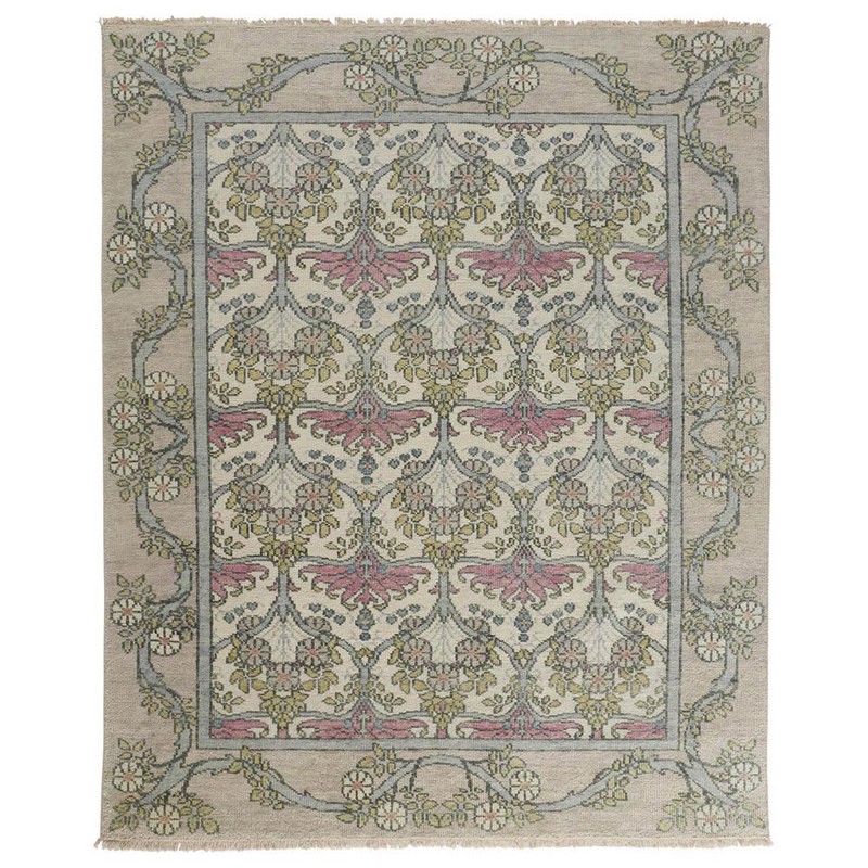 Bethel Global Grey Wool Floral Patterned Hand Knotted Rug - 8'6"x11'6"