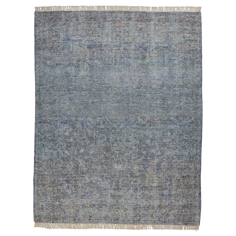 Lily Global Bazaar Blue Wool Patterned Rug - 9'x12'