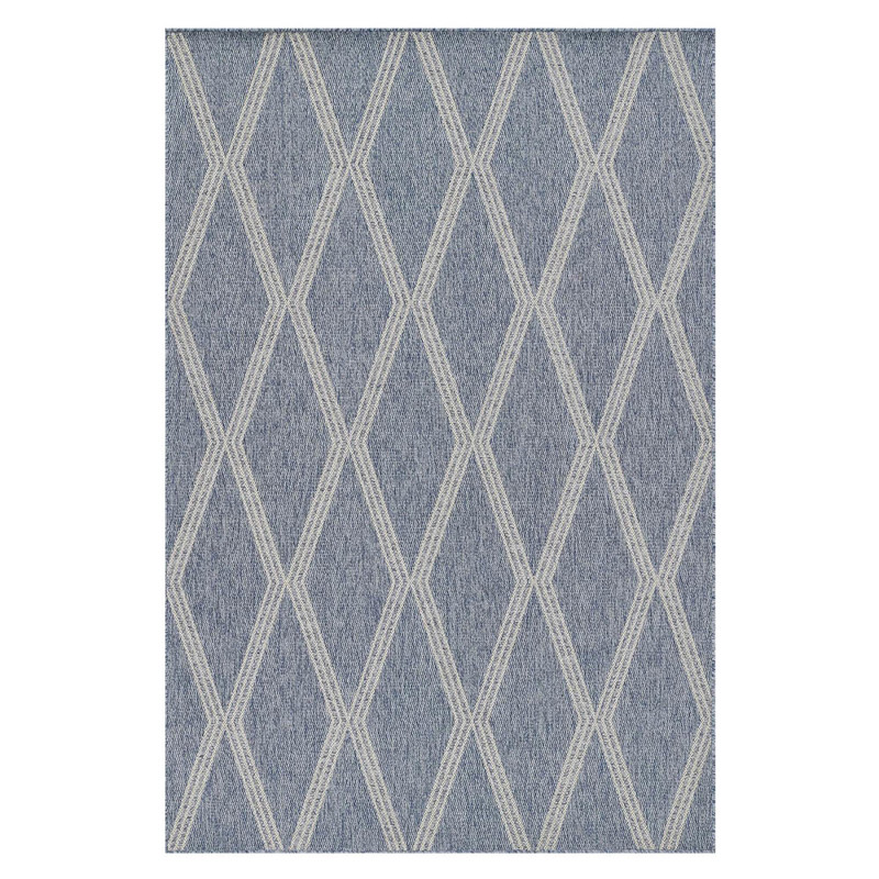 Mia Global Bazaar Blue Diamond Patterned Indoor Outdoor Rug - 4'1"x6'