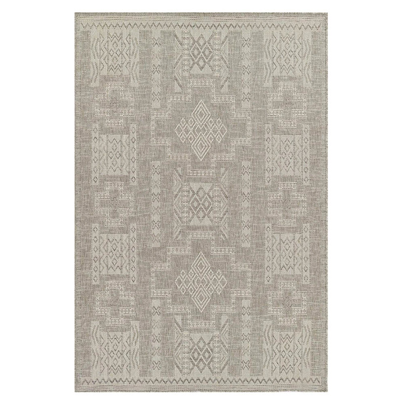 Abram Global Bazaar Grey Tribal Patterned Indoor Outdoor Rug - 4'1"x6'