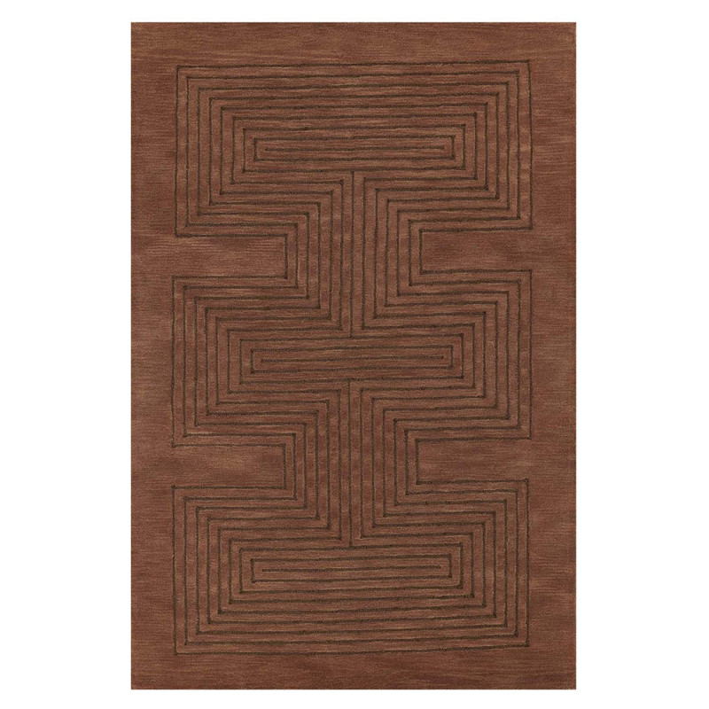 Guernica Modern Classic Brown Wool Geometric Patterned Rug - 3'6"x5'6"