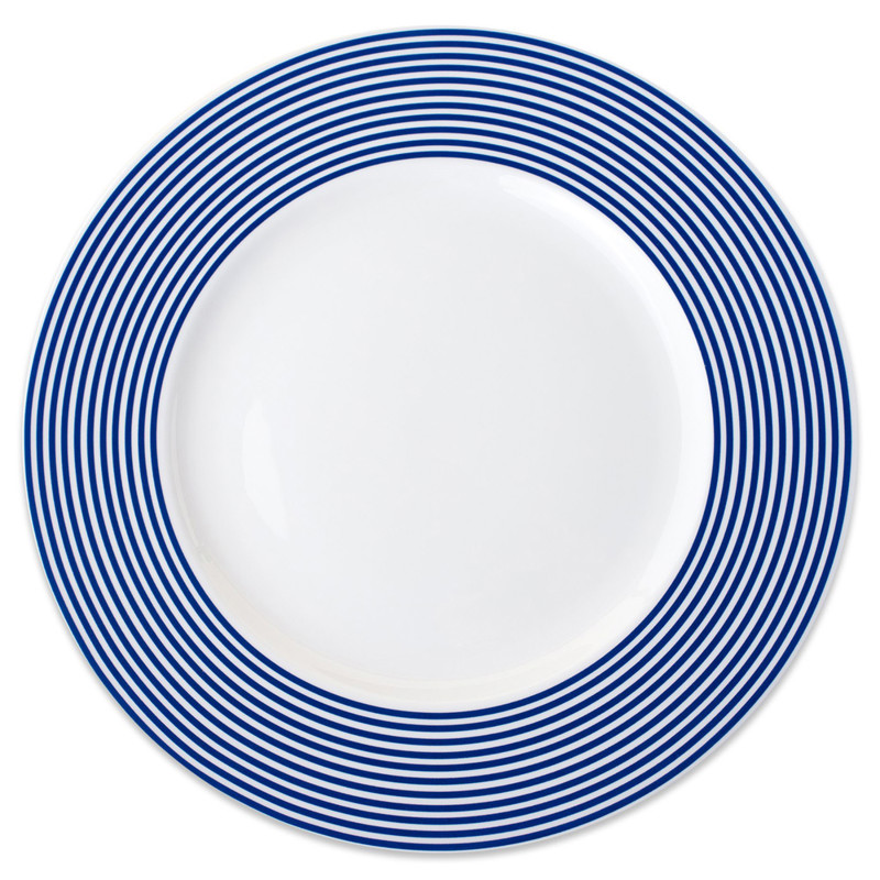 Newport Coastal Blue Striped Porcelain Dinner Plate
