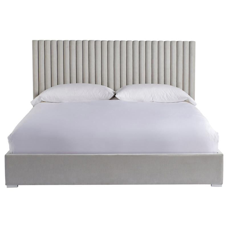 Veena Modern Grey Performance Upholstered White Wood Wall Tufted Bed - Queen