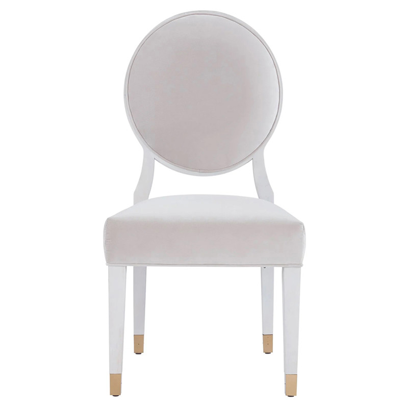 Riya French Off White Wood Frame Upholstered Seat King Louis Dining Chair