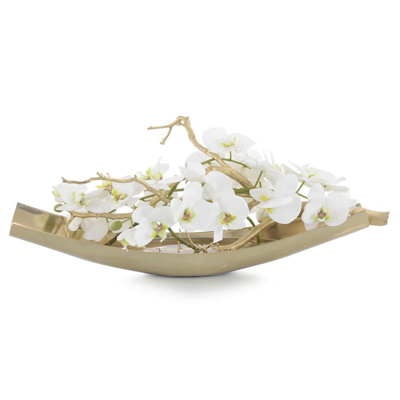 John-Richard Golden Nugget Hollywood Regency Manzanita With Orchids In Gold Bowl
