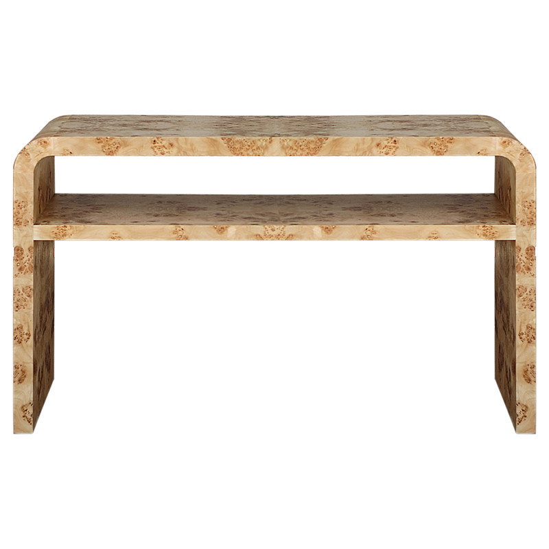 Worlds Away Marshall Modern Classic Brown Burl Rectangular Console Table