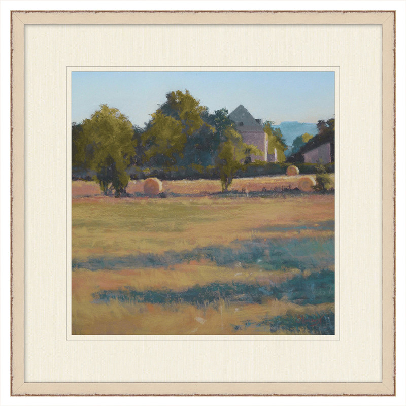 Maddie French Country Green Landscape Beige Frame Painting
