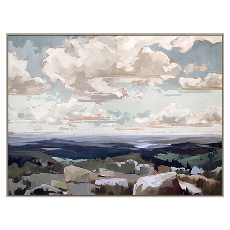 Coleen Rustic Lodge Blue Floss Skies Landscape Painting - 33X44