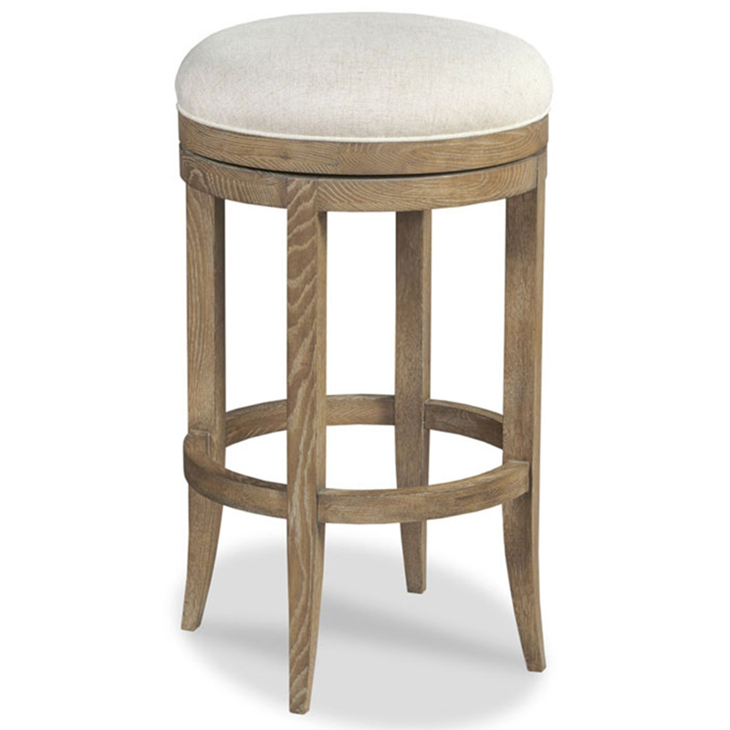 Remington Modern Classic Cream Performance Brown Oak Wood Swivel Counter Stool