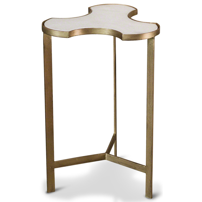 Anastasia Hollywood Regency Antique Gold White Marble Jigsaw Puzzle Table