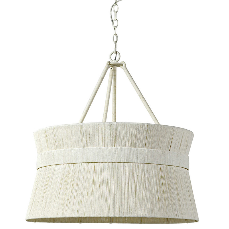 Palecek Cassidy Coastal Beach White Woven Abaca Rope Metal Frame Chandelier