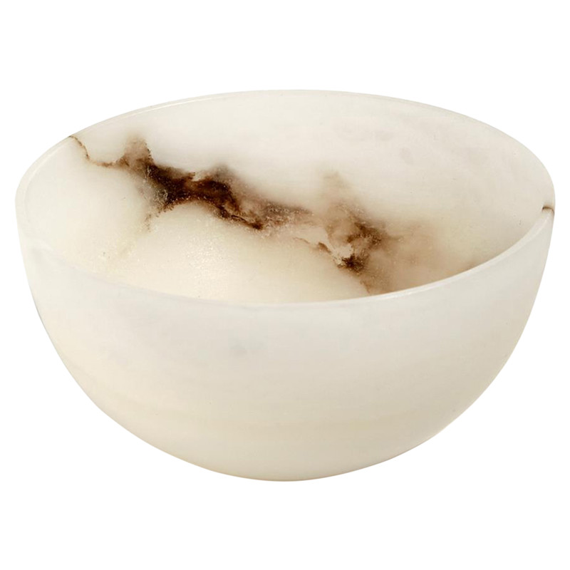Lina Modern Classic White Alabaster Round Decorative Bowl