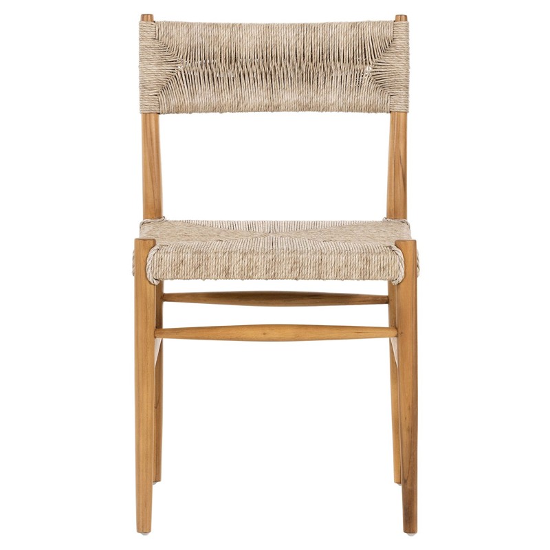 Mable Global Bazaar Beige Wicker Seat Natural Teak Outdoor Dining Chair by Four Hands