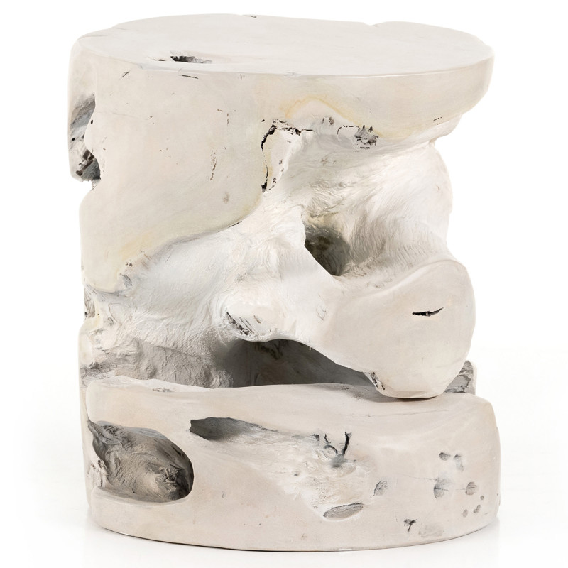 Kaili Global Bazaar White Teak Wood Outdoor Side End Table by Four Hands