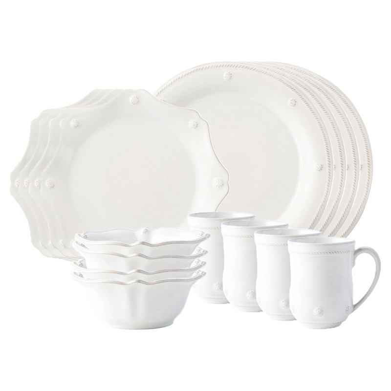 Juliska Berry & Thread Classic French Whitewash Ceramic 16 Piece Place Setting