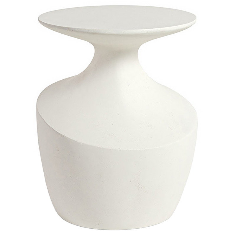 Palecek Chelsea Industrial Loft White Stonecast Round Outdoor Side Table - Small