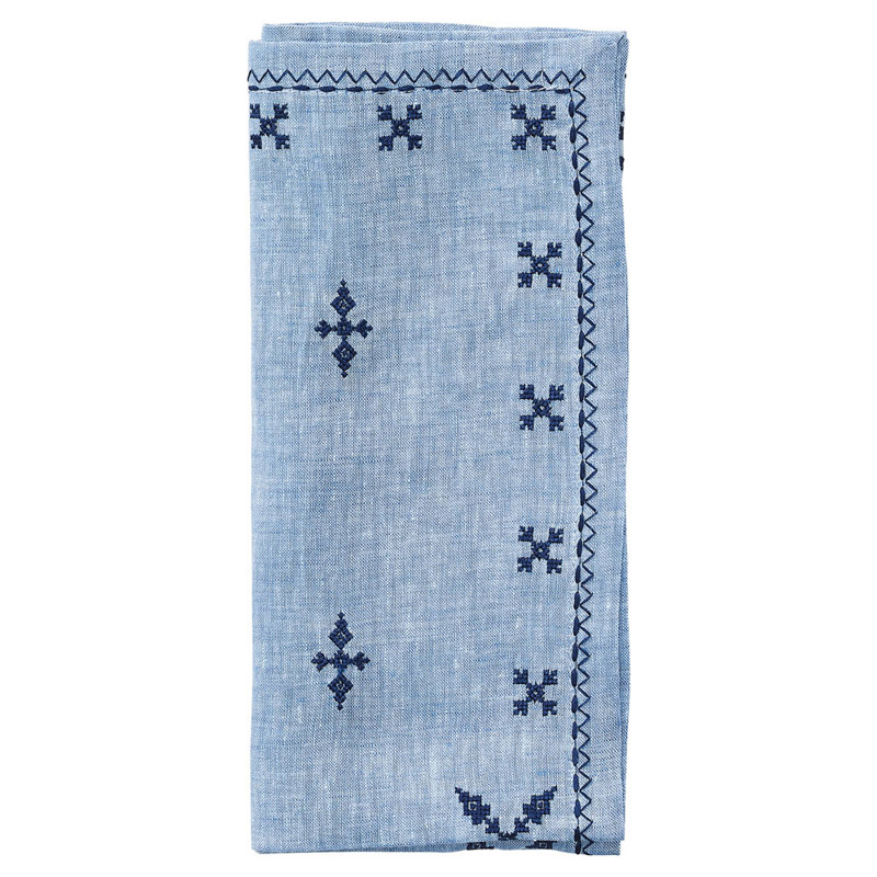 Fez Global Bazaar Periwinkle Linen Napkin - Set of 4
