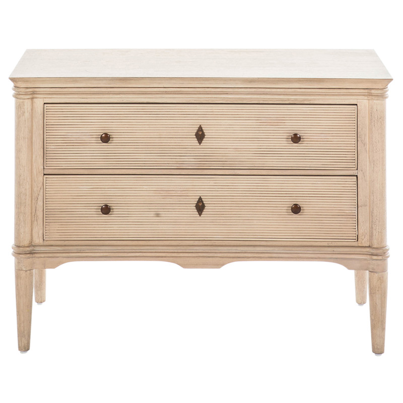 Linnea Updated Traditional Beige Oak Wood Nightstand