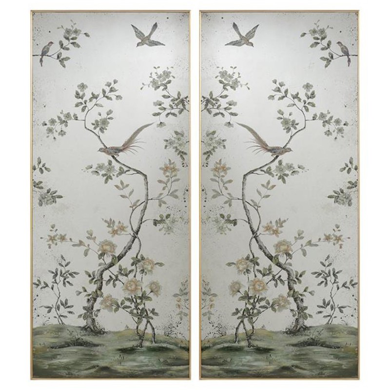 John-Richard Roku French Country Valyrian Gold Metal Floor Mirror - Set of 2