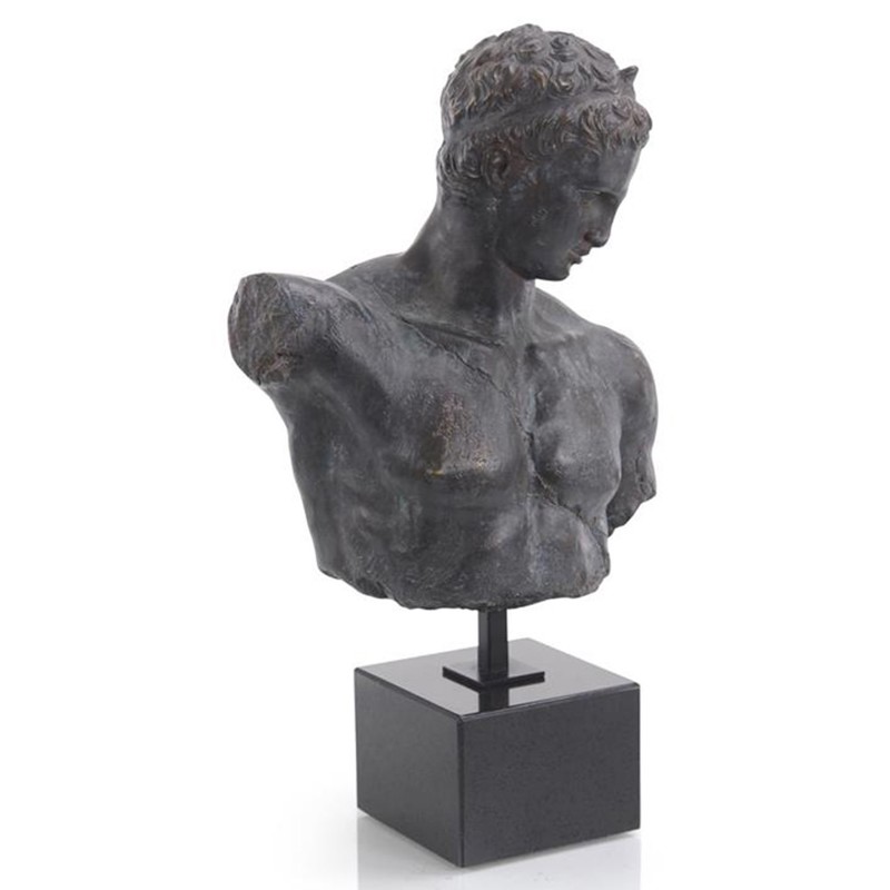 John-Richard Modern Classic Black Greek Bust Marble Stand Sculpture