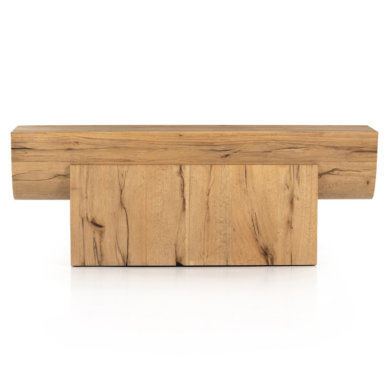 Mariss Rustic Lodge Natural Brown Oak Wood Rectangular Console Table