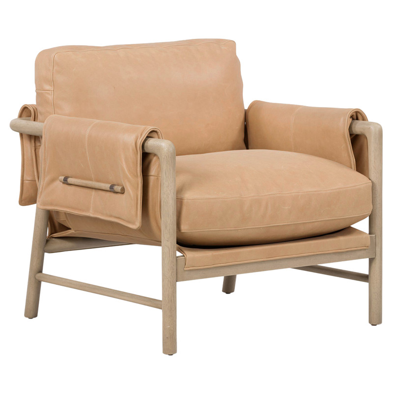 Henry Rustic Lodge Brown Upholstered Wood Frame Arm Chair