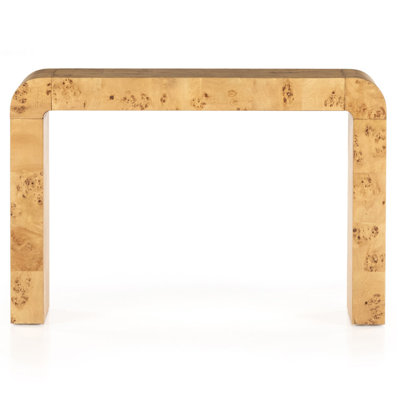 Cynthia Rustic Lodge Natural Brown Burl Wood Rectangular Console Table