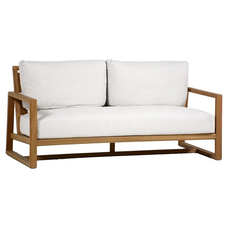 Avondale Rustic Natural Teak White Cushion Outdoor Sofa - 69.5"W