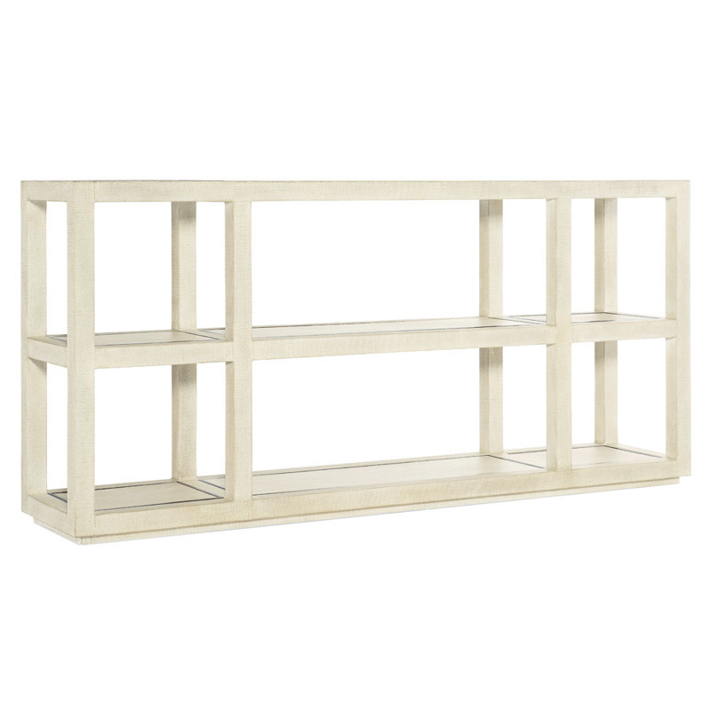 Frederick Coastal Beach Lacquered Cream Burlap Console Table