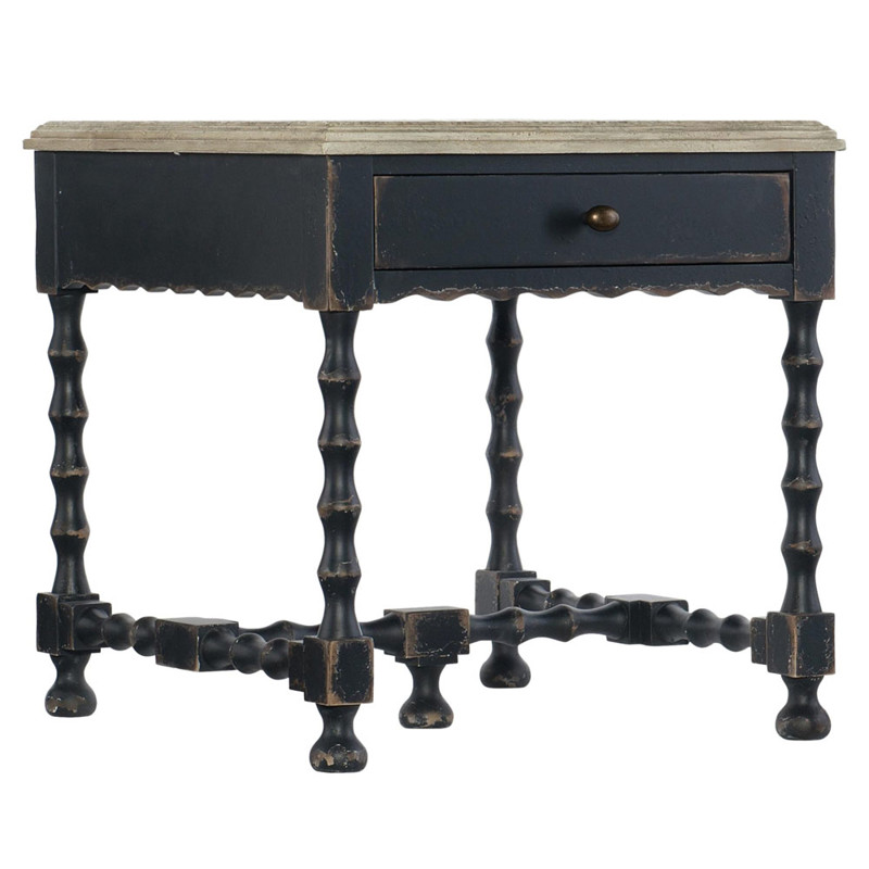 Czar French Country Distressed Brown Top Black Maple Wood Side End Table