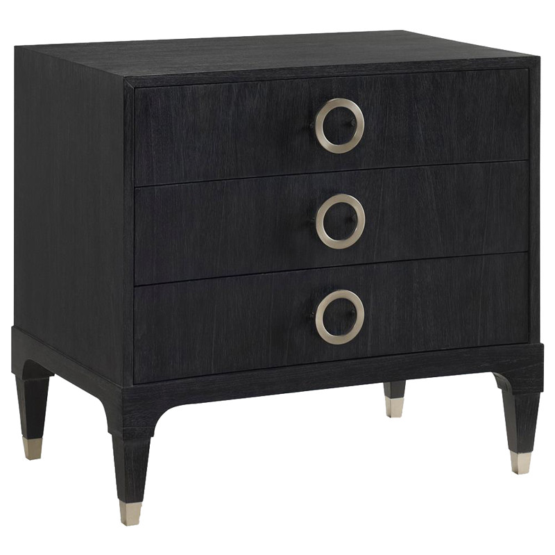 Haiden Modern Classic Black Onyx Steel 3 Drawer Nightstand