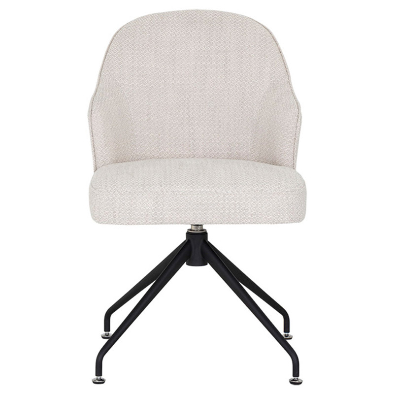Elspeth Modern Stucco White Upholstered Black Iron Swivel Office Chair