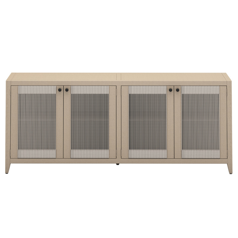 Cheryl Modern Classic Natural Teak Wood Grey Rope Accent Outdoor Sideboard