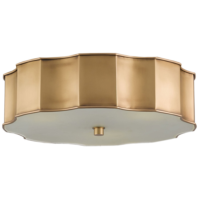 Alastor Hollywood Regency Antique Brass Scallop Ceiling Mount