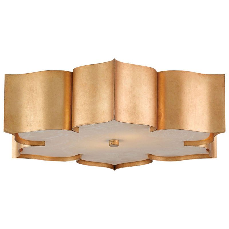 Jalbala Updated Traditional Antique Gold Lotus Flush Mount