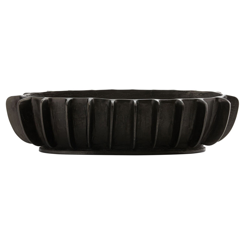 Renzo Industrial Loft Black Aluminum Ribbed Decorative Vase