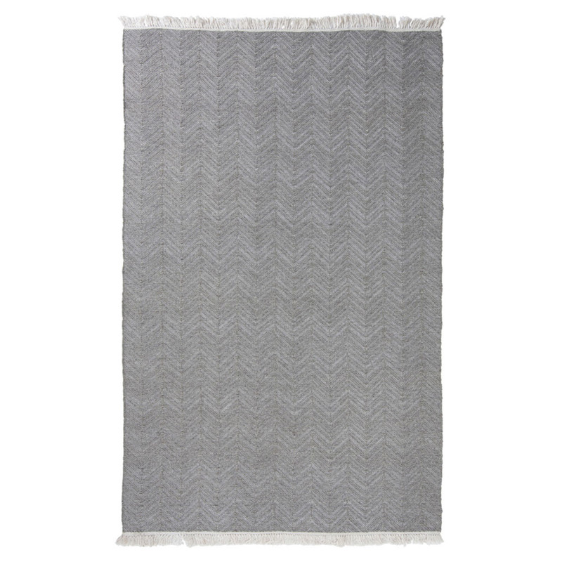 Amari Modern Classic Grey Herringbone Patterned Indoor Outdoor Rug - 9'x12'