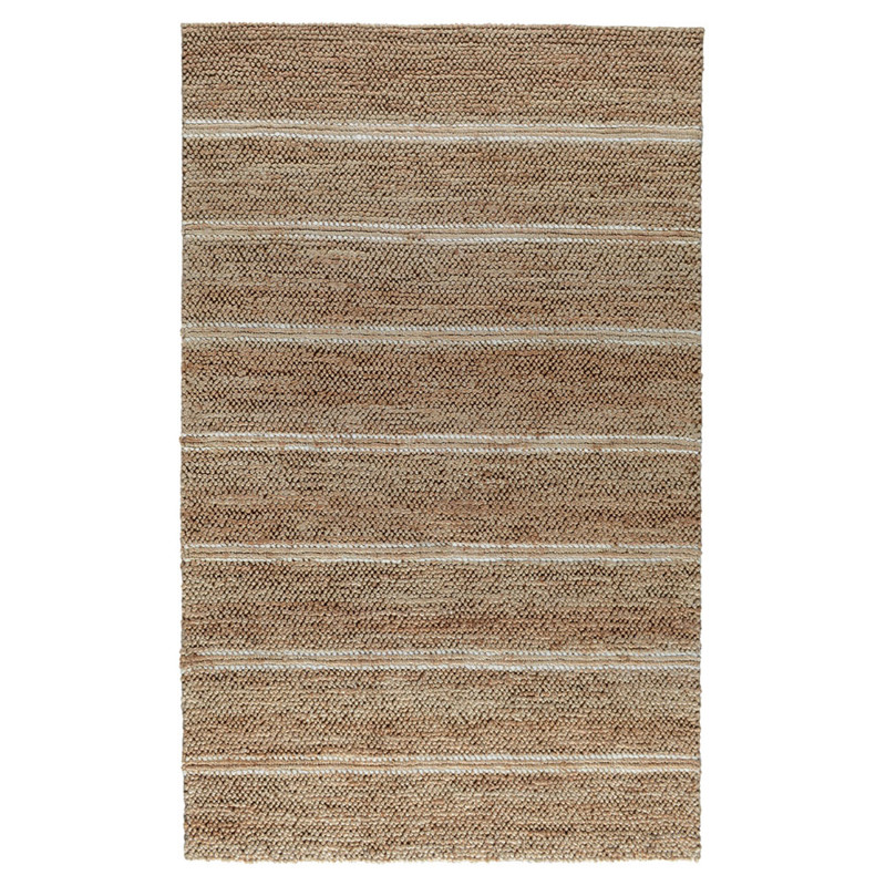 Mira Modern Classic White Striped Patterned Jute Rug - 5'x8'