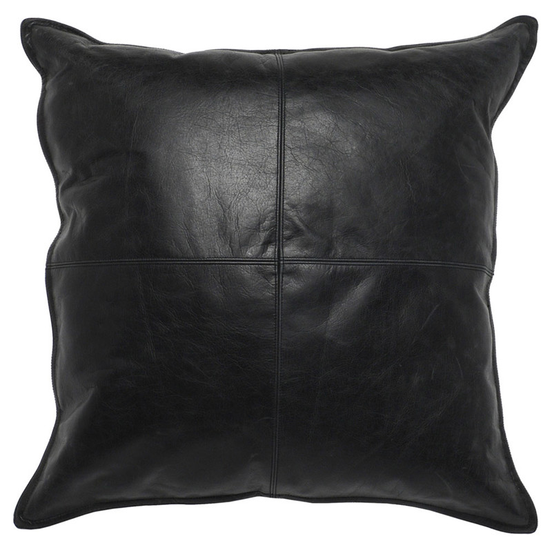 Selene Modern Classic Black Leather Throw Pillow - 22x22