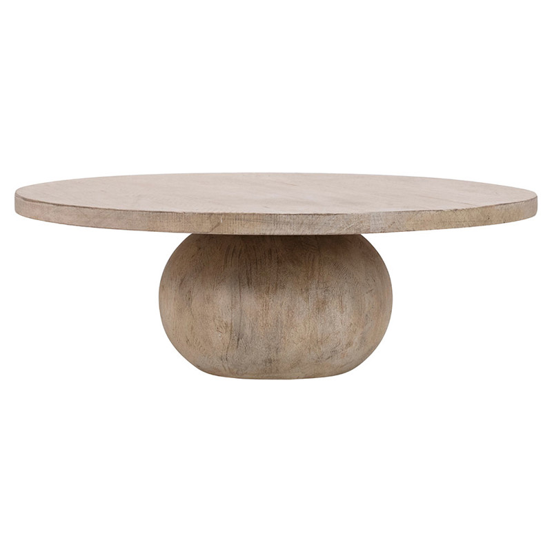 Leonardo Coastal Beach Light Brown Reclaimed Pine Wood Round Coffee Table