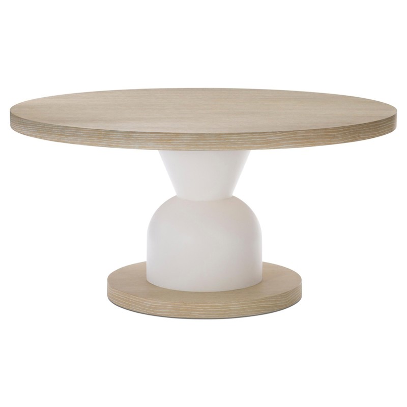 Lucilla Modern Classic Brown Wood Faux Stone Pedestal Round Dining Table - 60"W