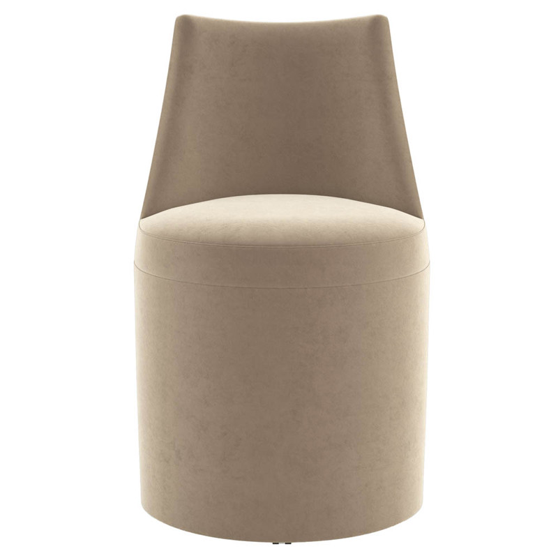 Quillon Beige Performance Velvet Solid Back Caster Dining Side Chair